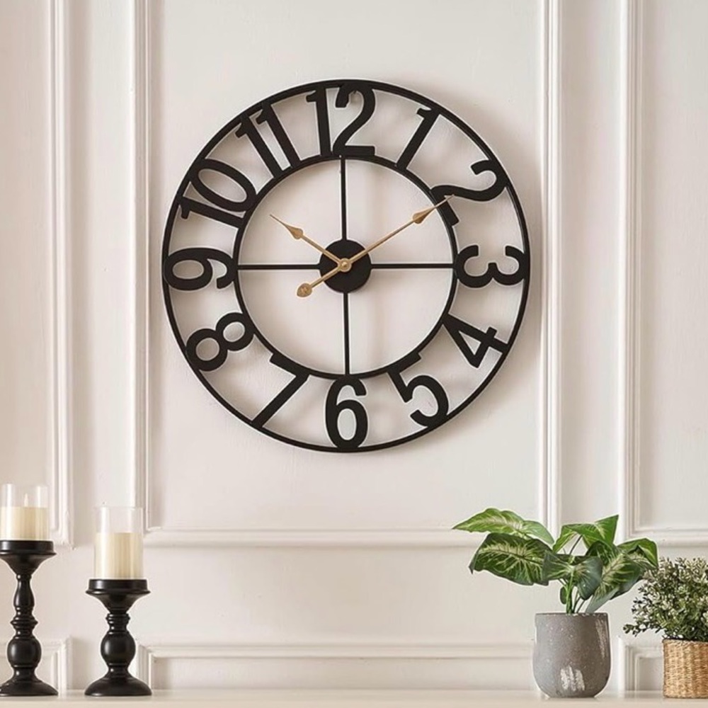 Elegant Black Wall Clock 14”